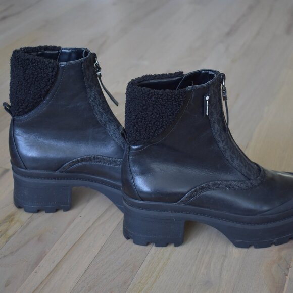 Michael Kors Women Channing Waterproof Black Rain Platform Lug Sole Boots - Picture 5 of 11